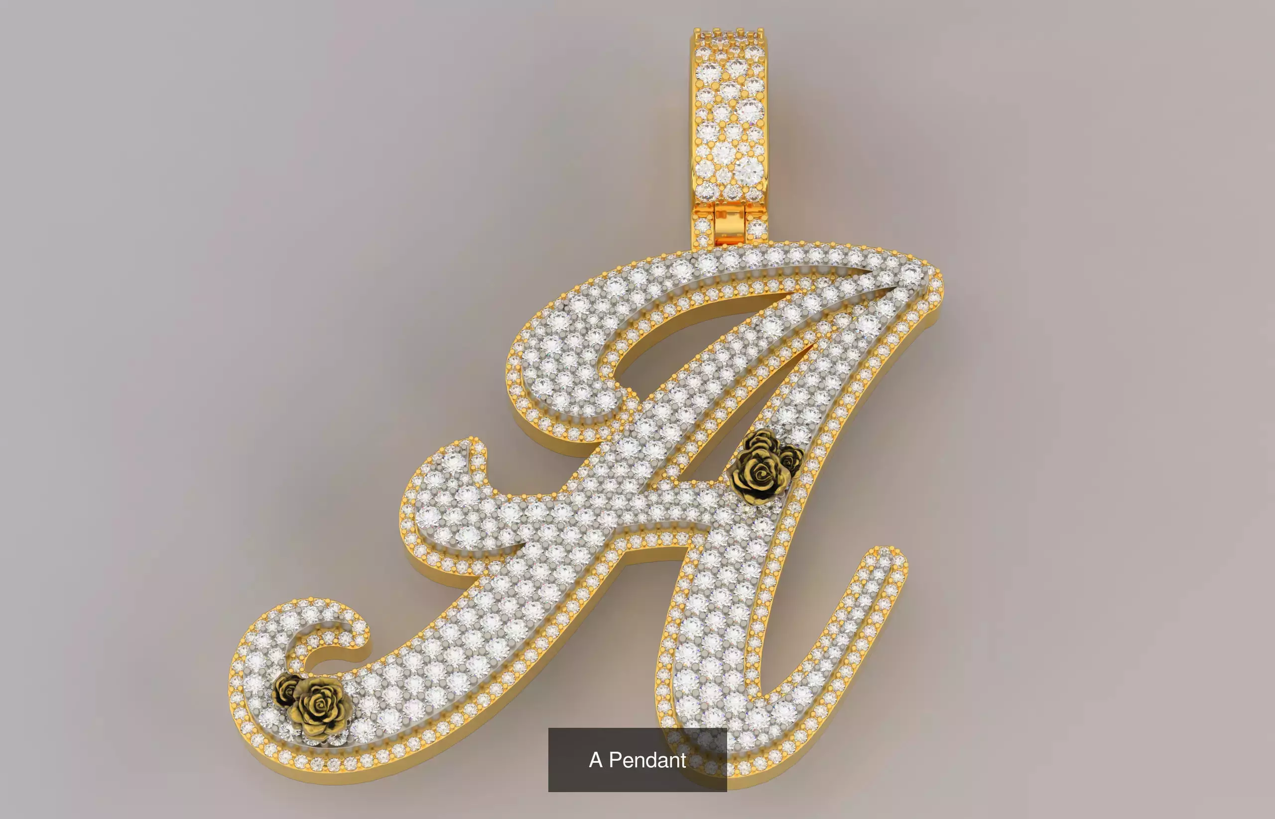 A-Z Custom Alphabet Mosaic Stone Setting Style  3D Model Collection_1