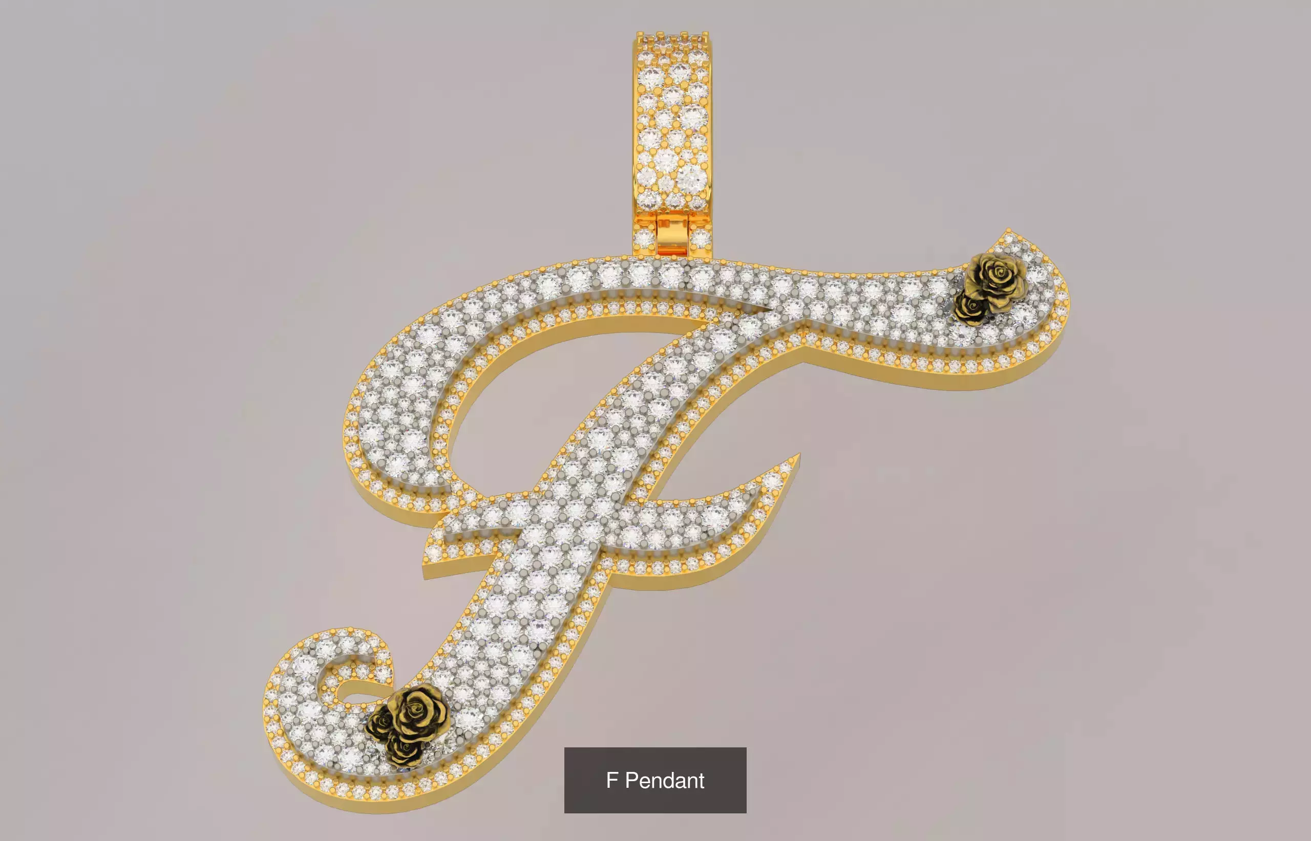 A-Z Custom Alphabet Mosaic Stone Setting Style  3D Model Collection_6