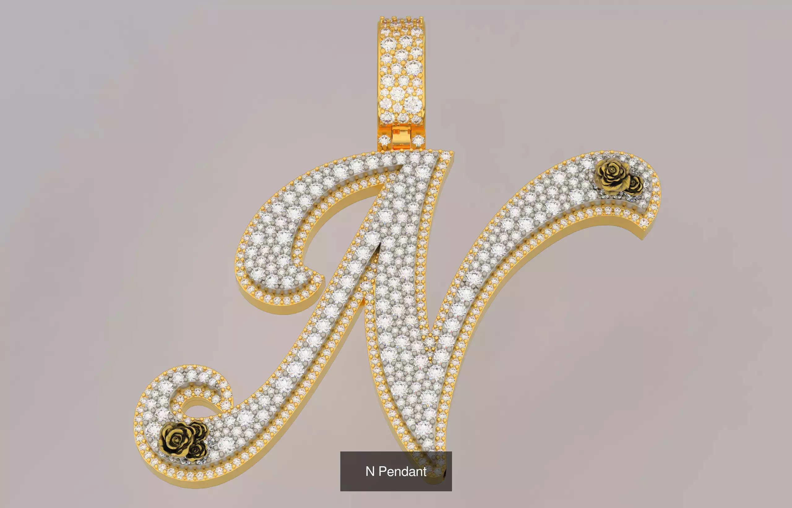 A-Z Custom Alphabet Mosaic Stone Setting Style  3D Model Collection_14