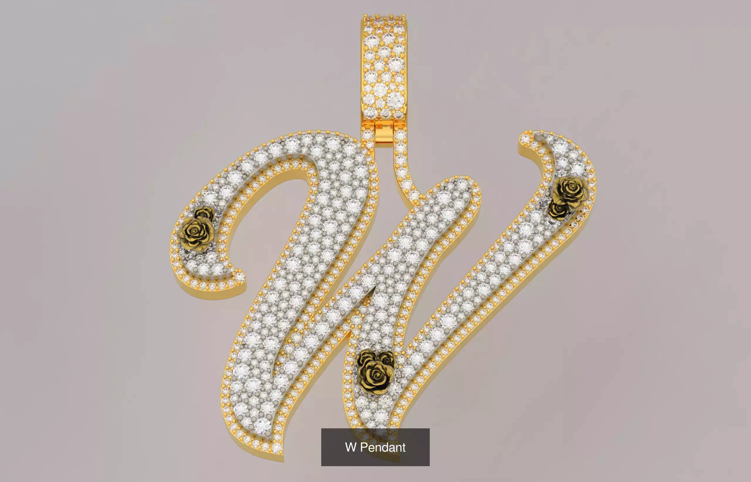 A-Z Custom Alphabet Mosaic Stone Setting Style  3D Model Collection_23