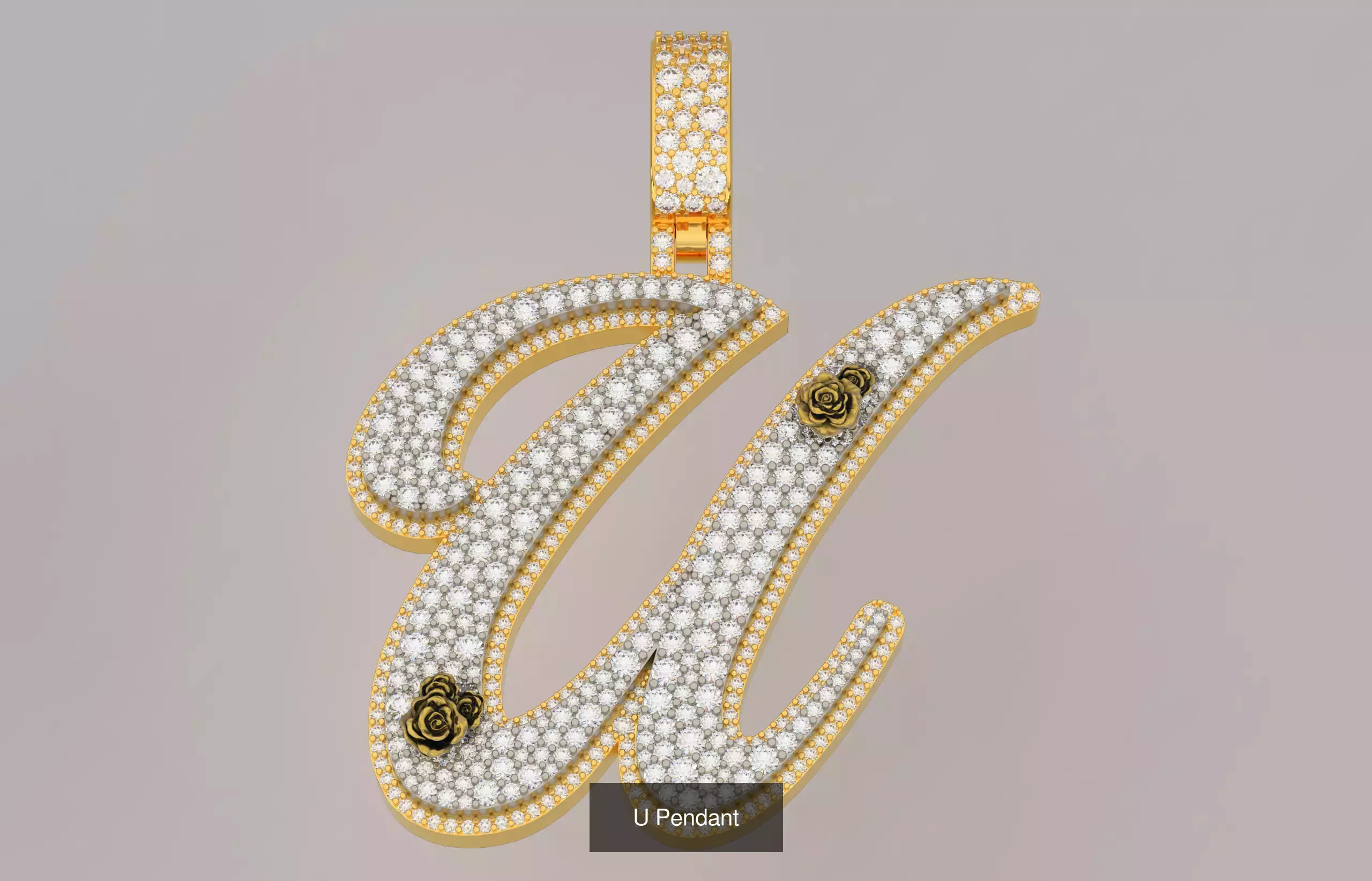 A-Z Custom Alphabet Mosaic Stone Setting Style  3D Model Collection_21