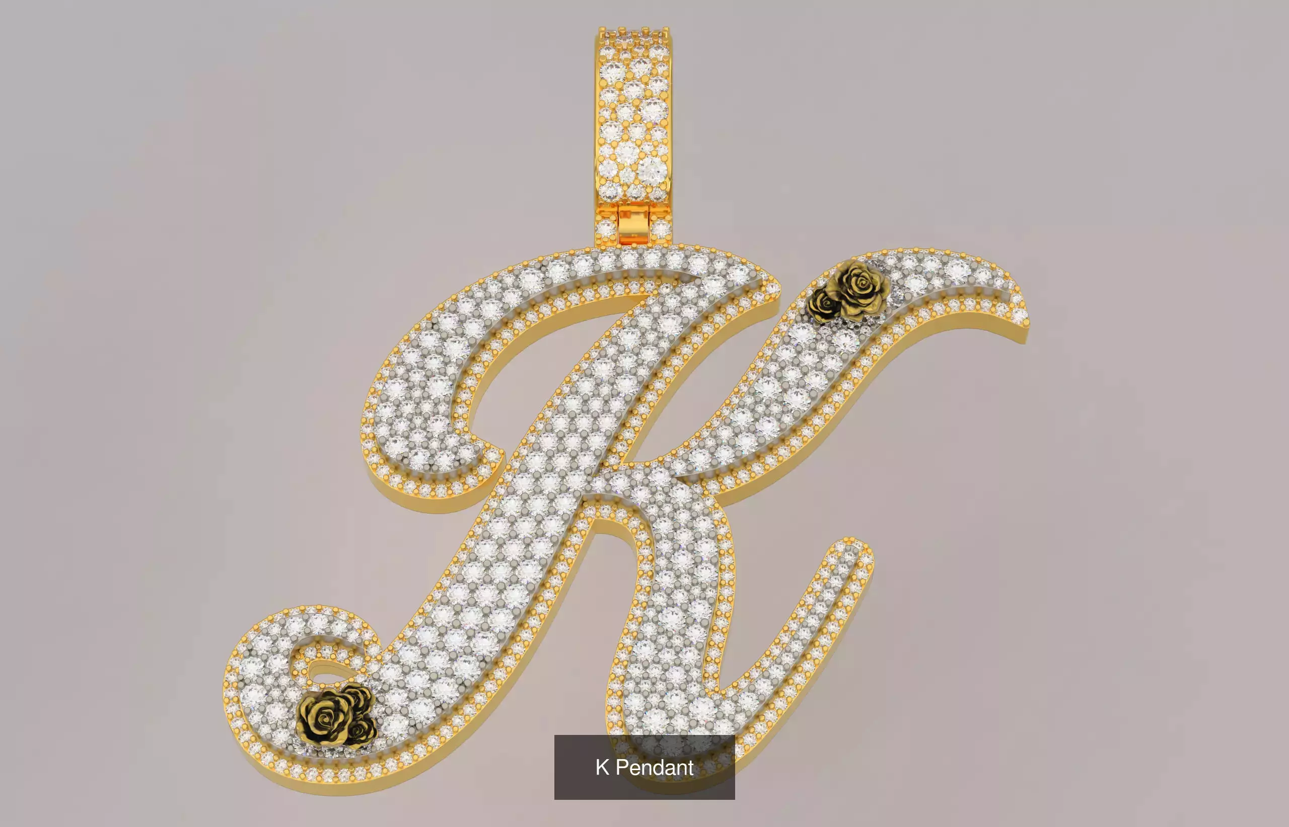 A-Z Custom Alphabet Mosaic Stone Setting Style  3D Model Collection_11