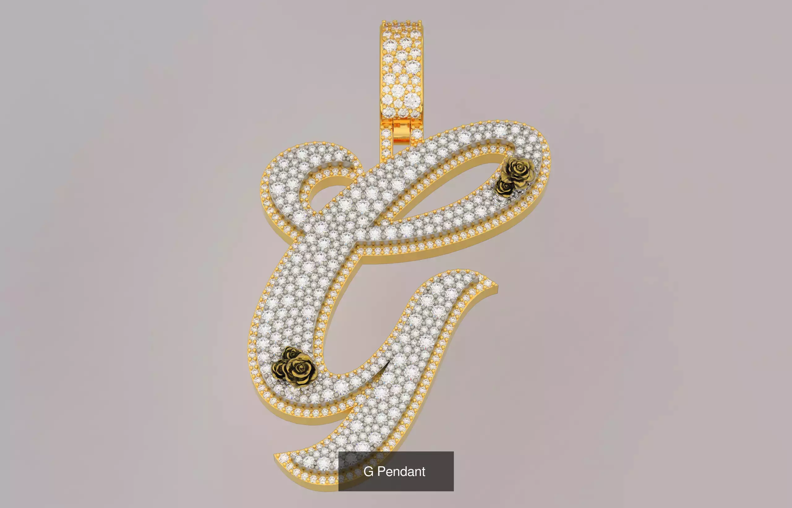 A-Z Custom Alphabet Mosaic Stone Setting Style  3D Model Collection_7