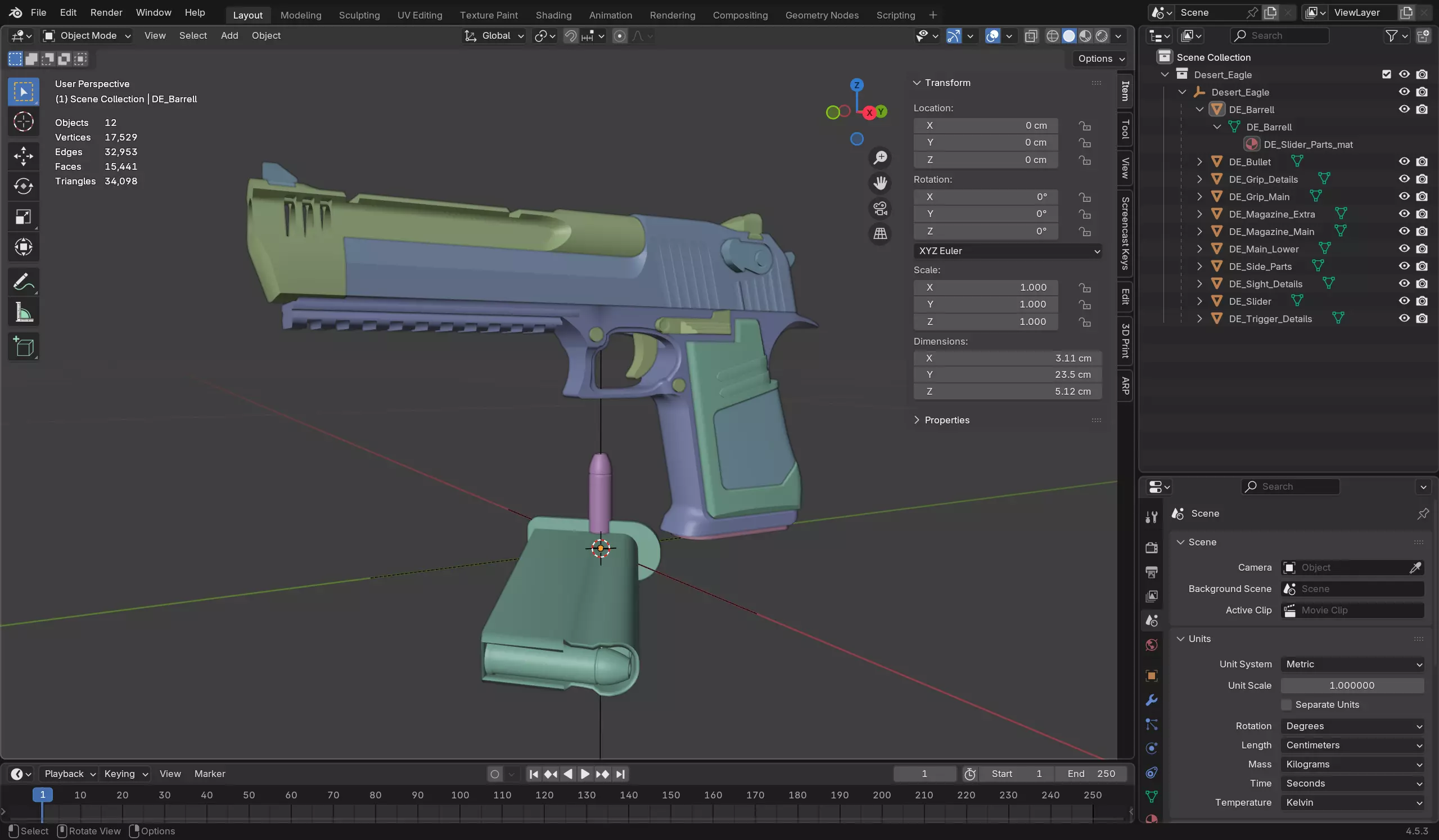 Desert Eagle 50 cal Low-poly 3D model_14