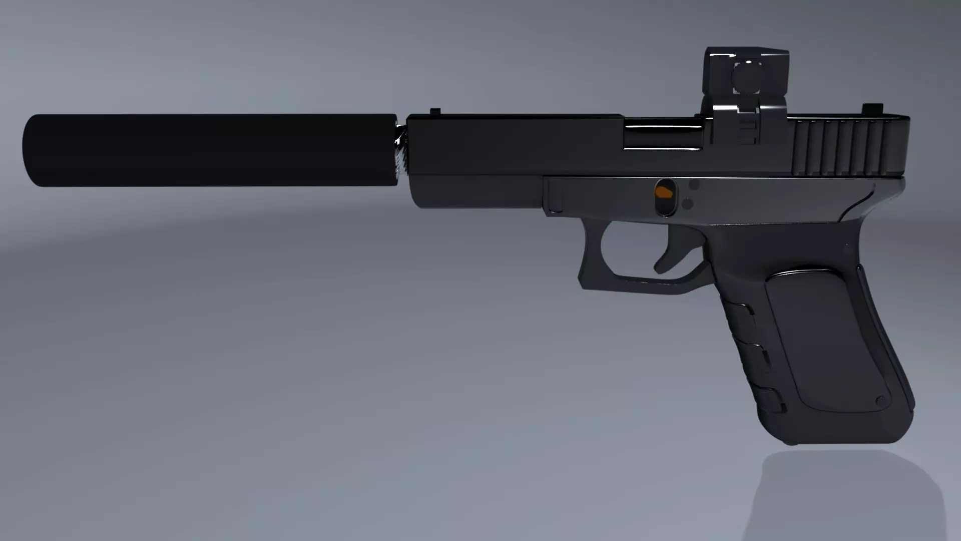 Handgun gun with silencer Free 3D model