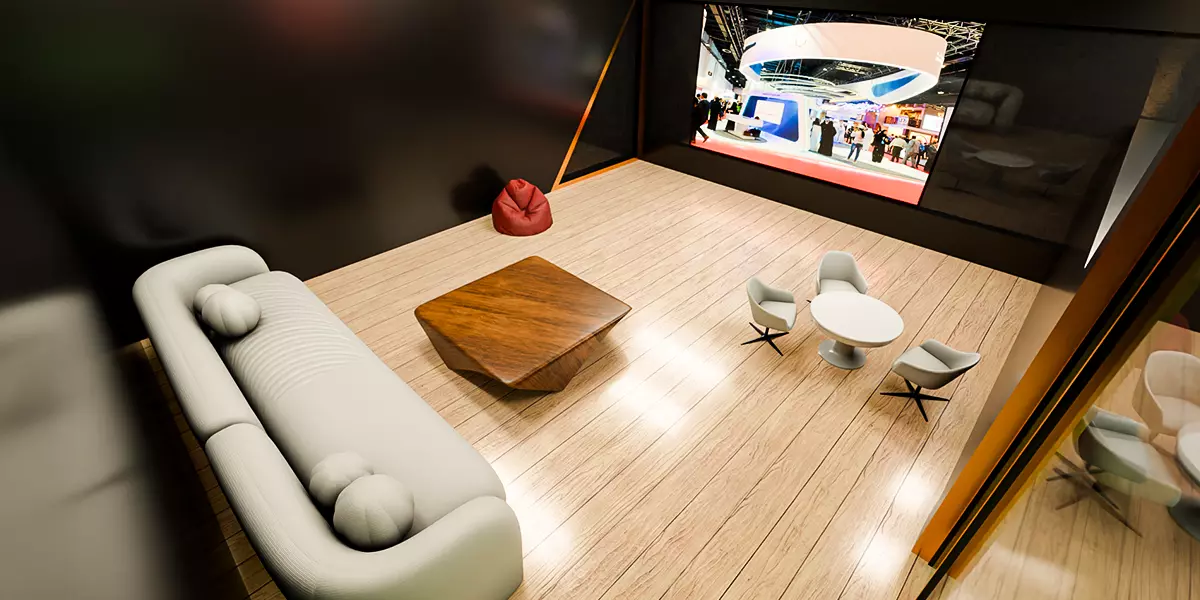 Futuristic Display Booth with Lighting Setup Blender 3D Model 3D model_3