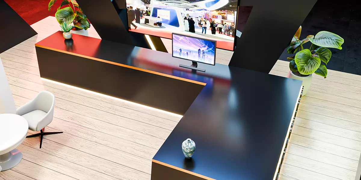 Futuristic Display Booth with Lighting Setup Blender 3D Model 3D model_1