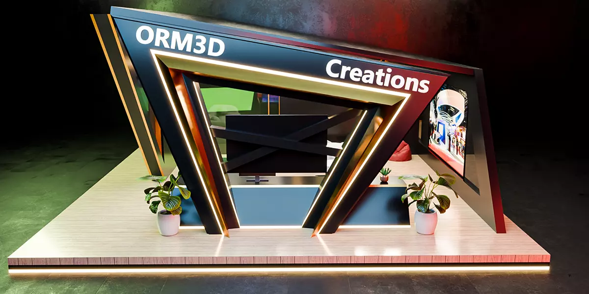 Futuristic Display Booth with Lighting Setup Blender 3D Model 3D model_2