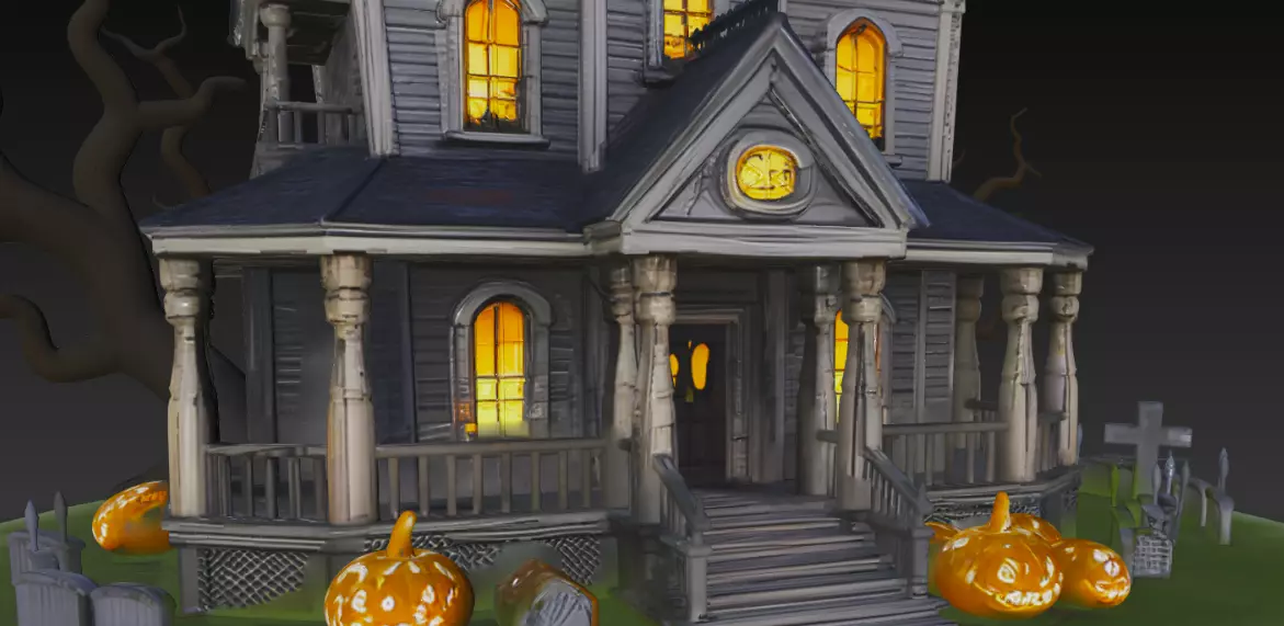 Spooky Halloween Mansion 3D Model 3D model_5