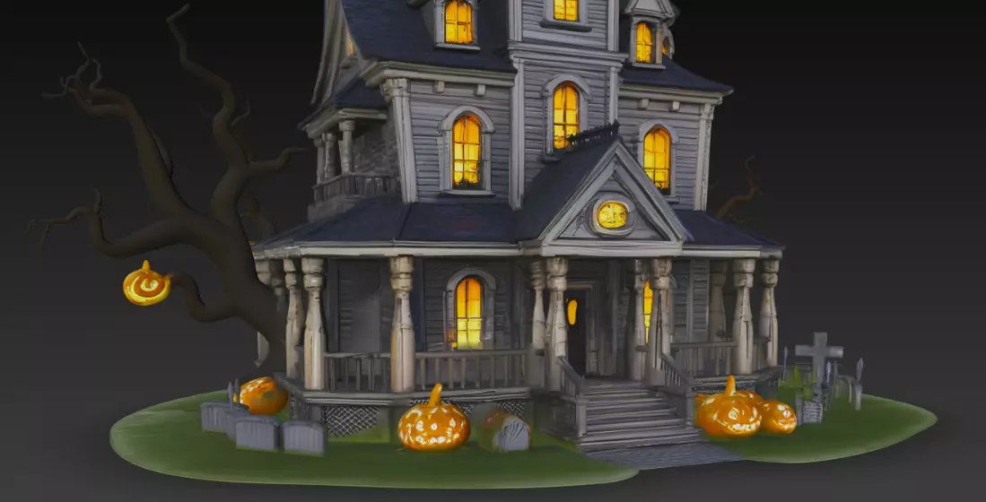 Spooky Halloween Mansion 3D Model 3D model_3