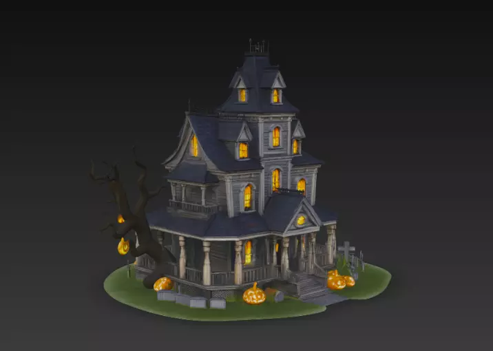 Spooky Halloween Mansion 3D Model 3D model_2