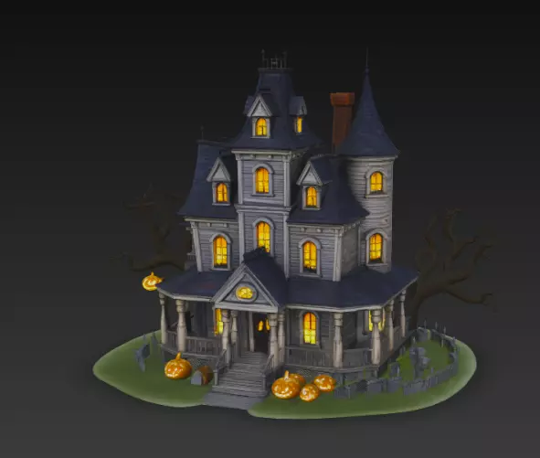 Spooky Halloween Mansion 3D Model 3D model_1