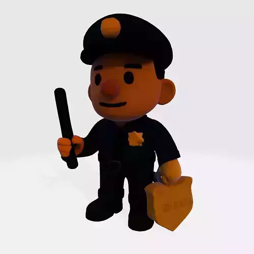LowPoly Cartoon Police Officer 3D Model 3D print model