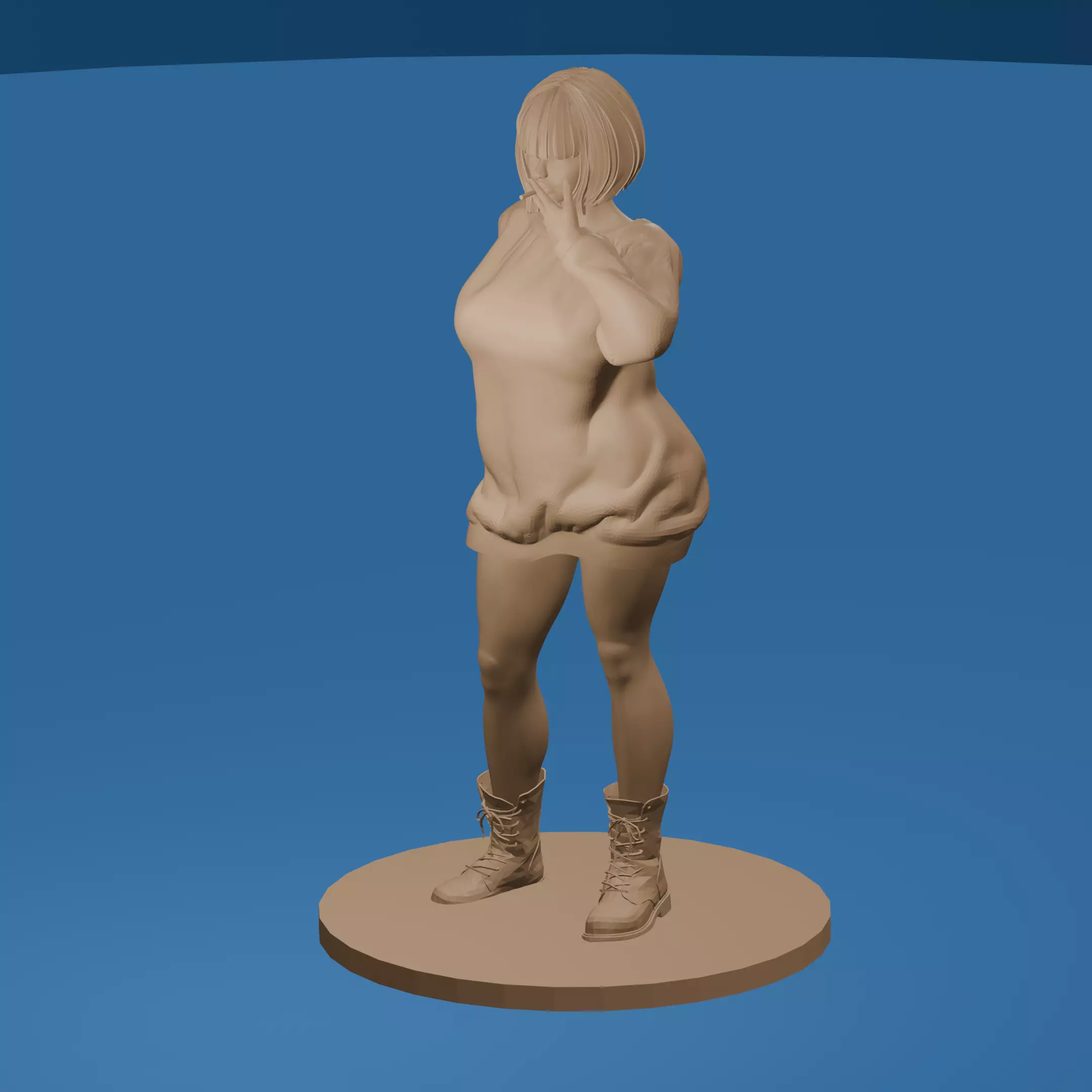 Cute Goth Girl Smoking 3D print model_0