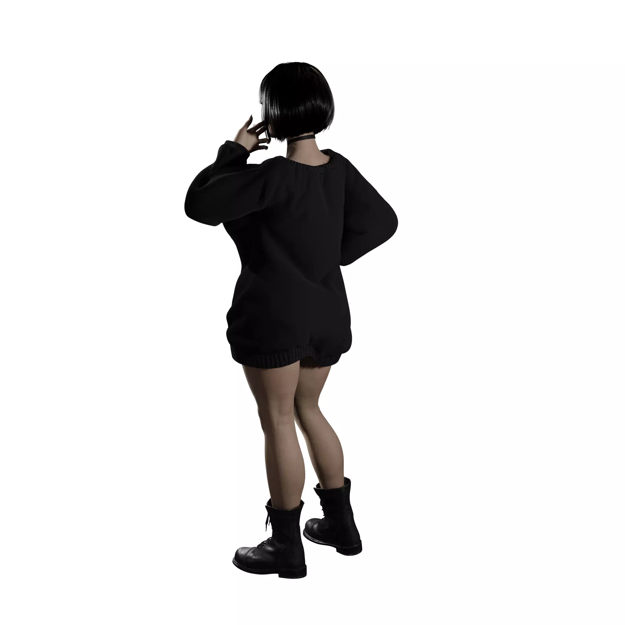 Cute Goth Girl Smoking 3D print model_4