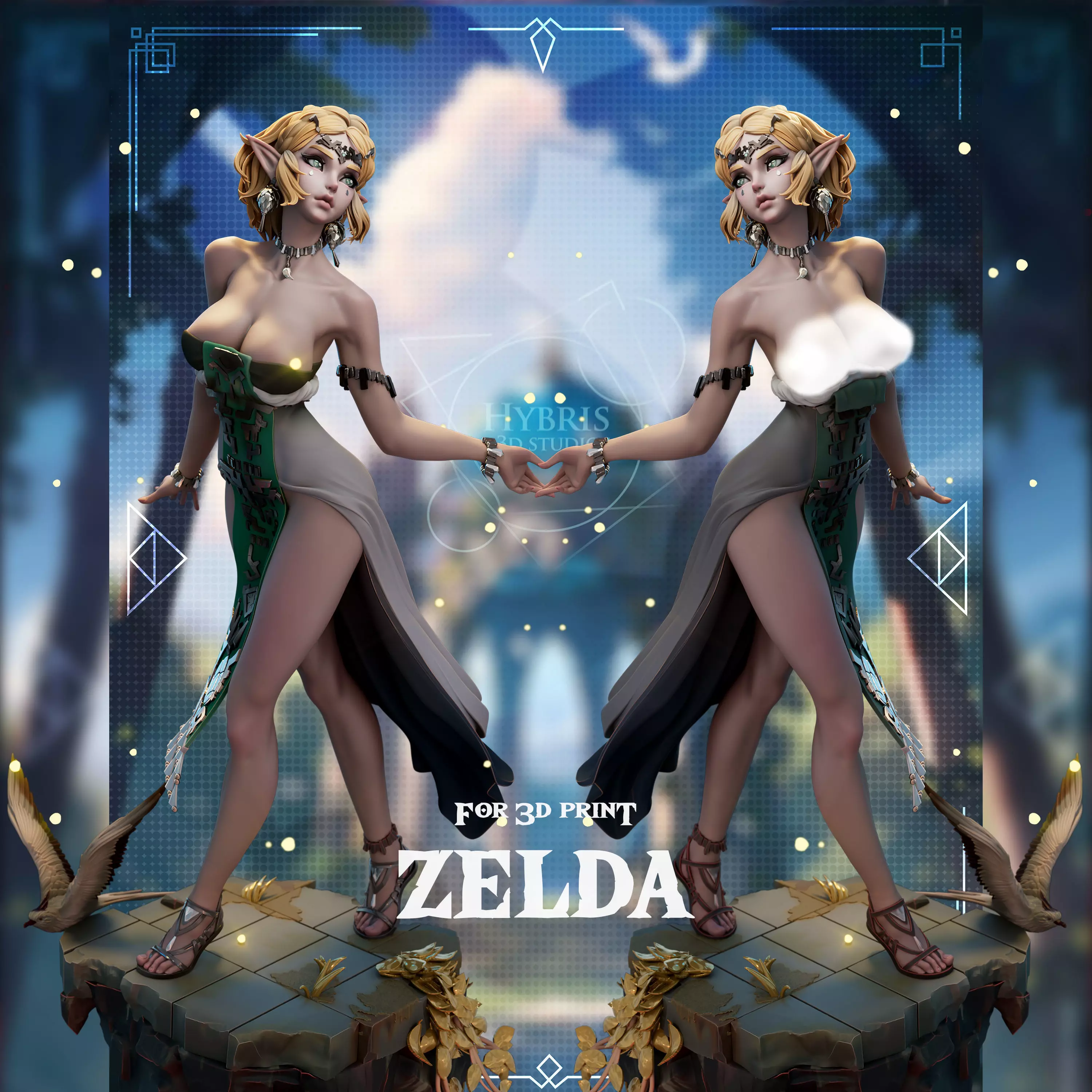 Zelda from The Legend of Zelda Commercial Package 3D print model