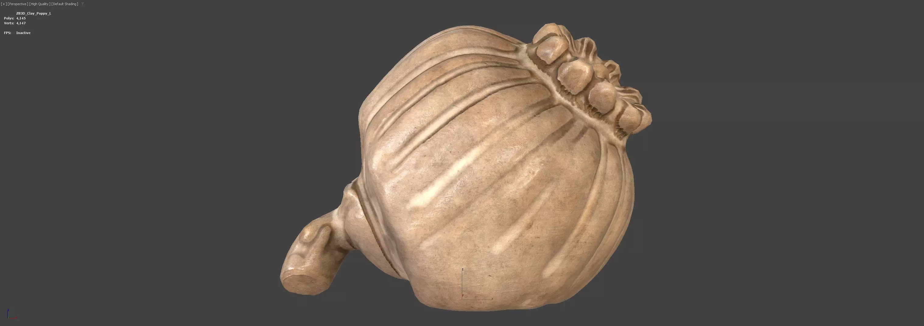 Clay Poppy Decoration 3D model_3