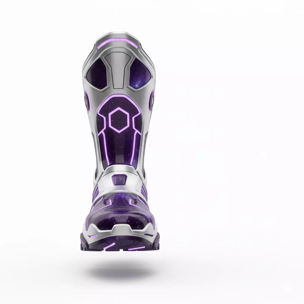 Cosmic Cyberpunk Combat Boot 3D Model Galactic Tech Footwear Low-poly 3D model_1