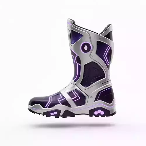 Cosmic Cyberpunk Combat Boot 3D Model Galactic Tech Footwear