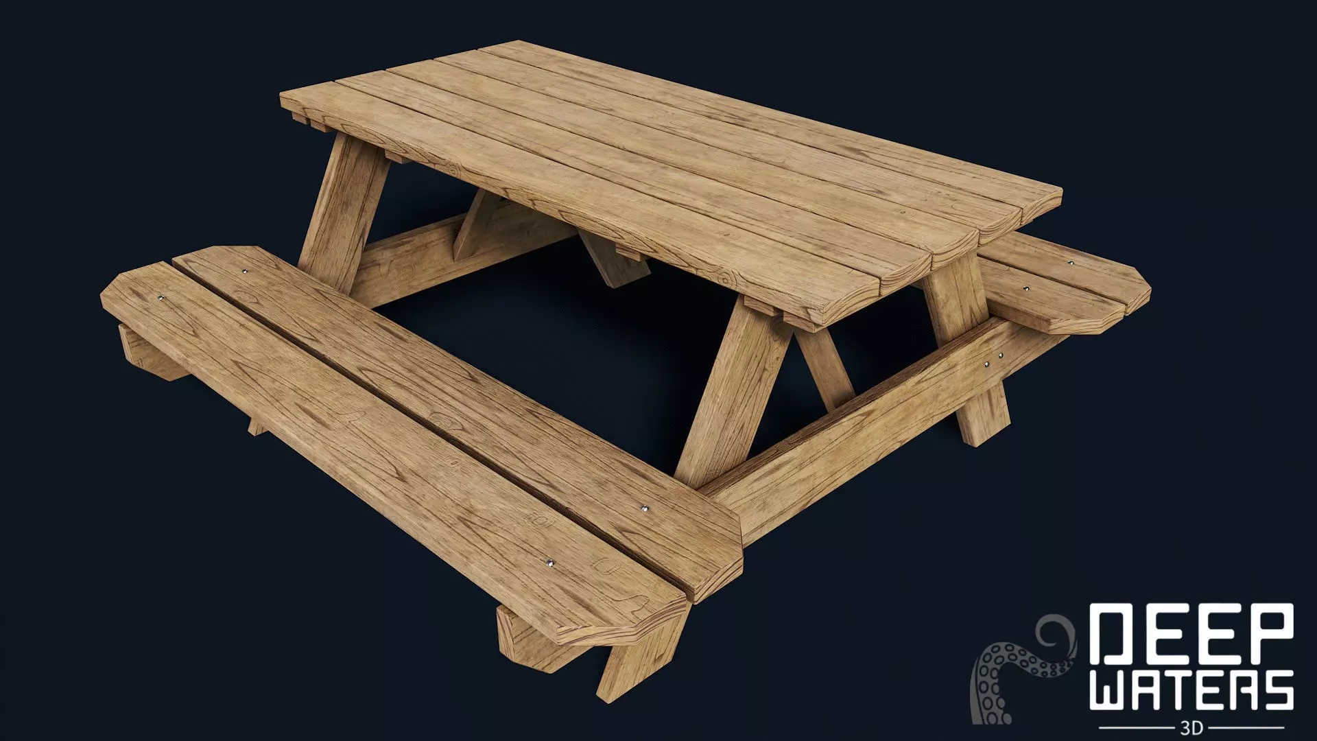 Picnic Table - PBR Game Ready Low-poly 3D model