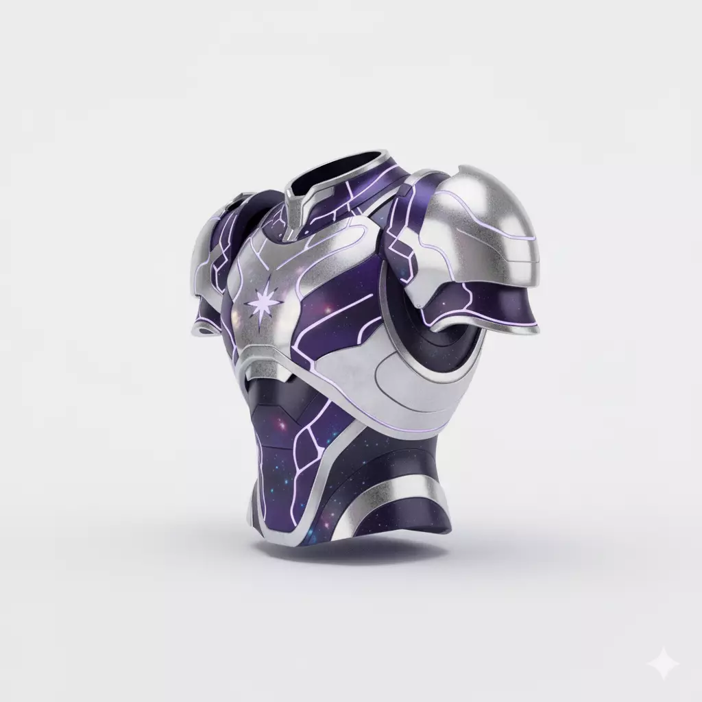 Cosmic Cyberpunk Body Armor 3D Model Galactic Hero Chest Plate Low-poly 3D model_2