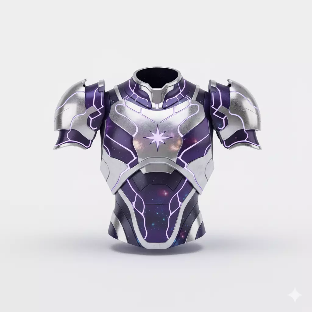Cosmic Cyberpunk Body Armor 3D Model Galactic Hero Chest Plate Low-poly 3D model_0
