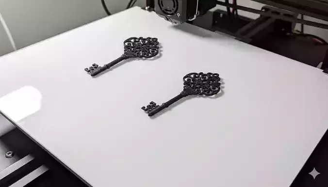 Ornate Filigree Key Pendant Jewelry Art