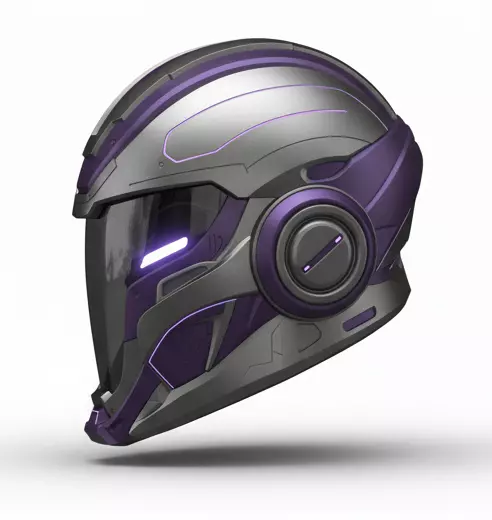 Cosmic Cybernetic Combat Helmet 3D Model Galactic Pilot Headgear Low-poly 3D model_1