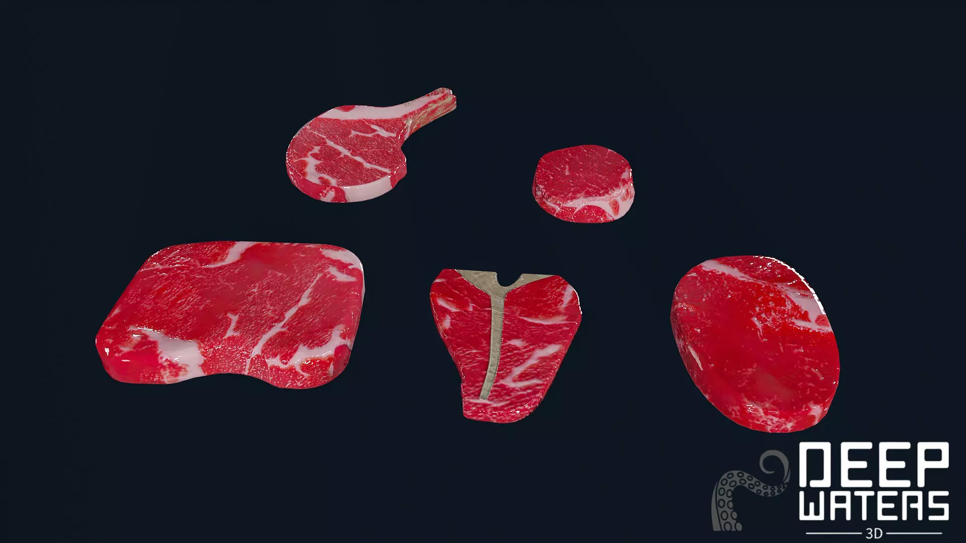  Raw Meats - PBR Game Ready Low-poly 3D model_0
