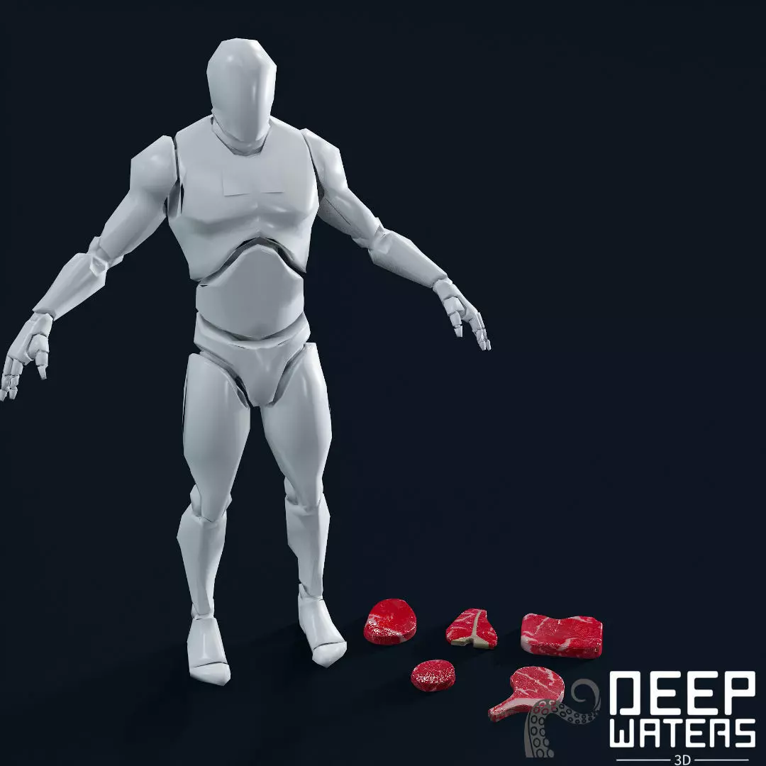  Raw Meats - PBR Game Ready Low-poly 3D model_1