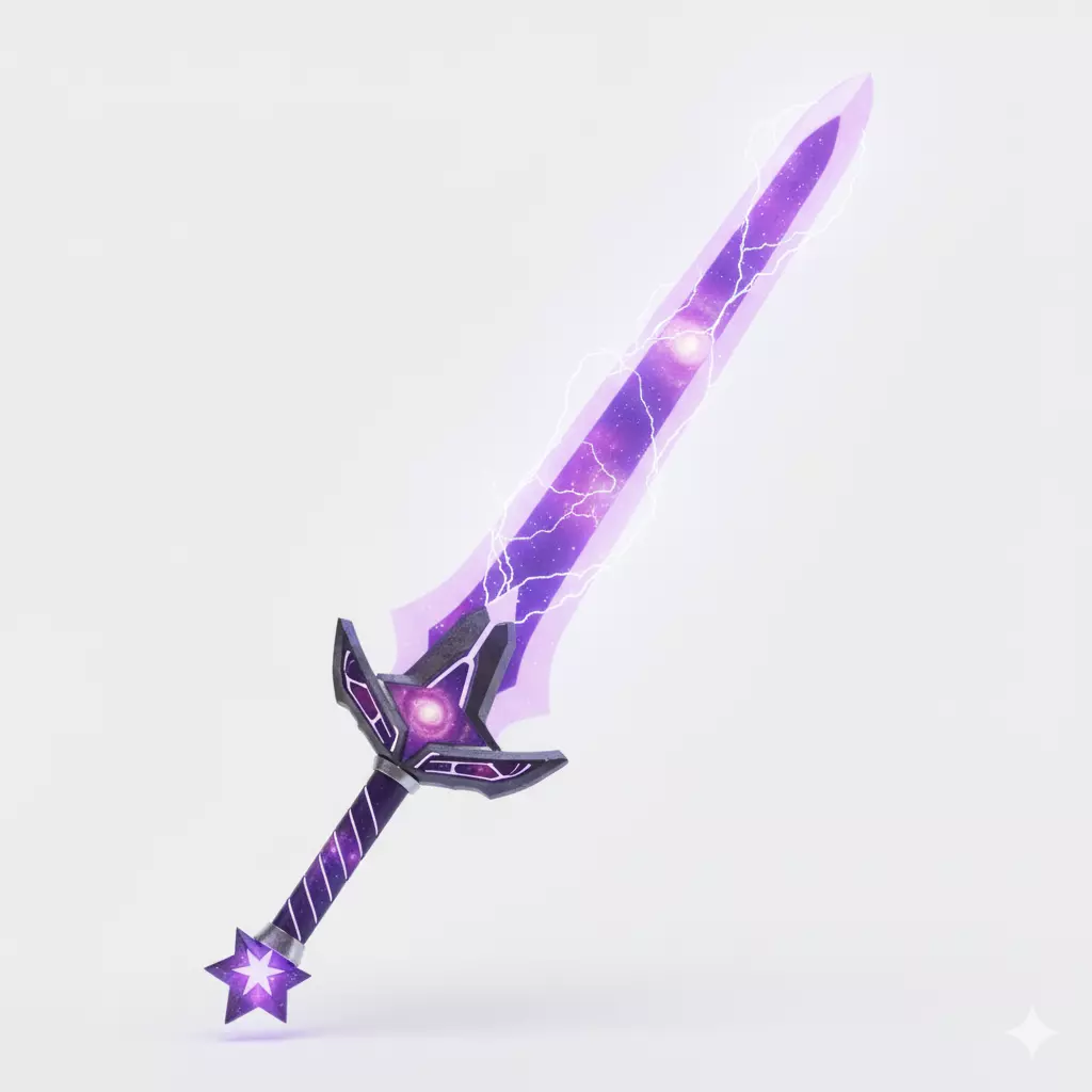 Cosmic Nebula Energy Sword 3D Model Blade of the Galactic Hero Low-poly 3D model_0