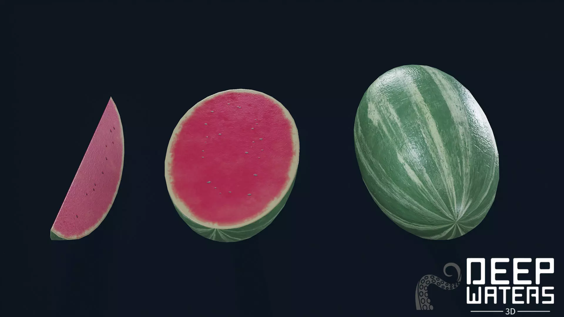 Watermelons - PBR Game Ready Low-poly 3D model_0