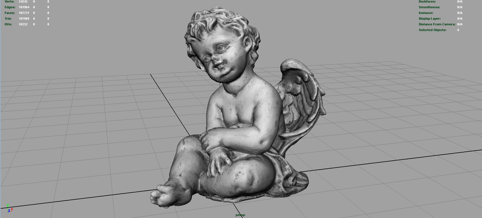 Angel statue of baby Low-poly 3D model_3