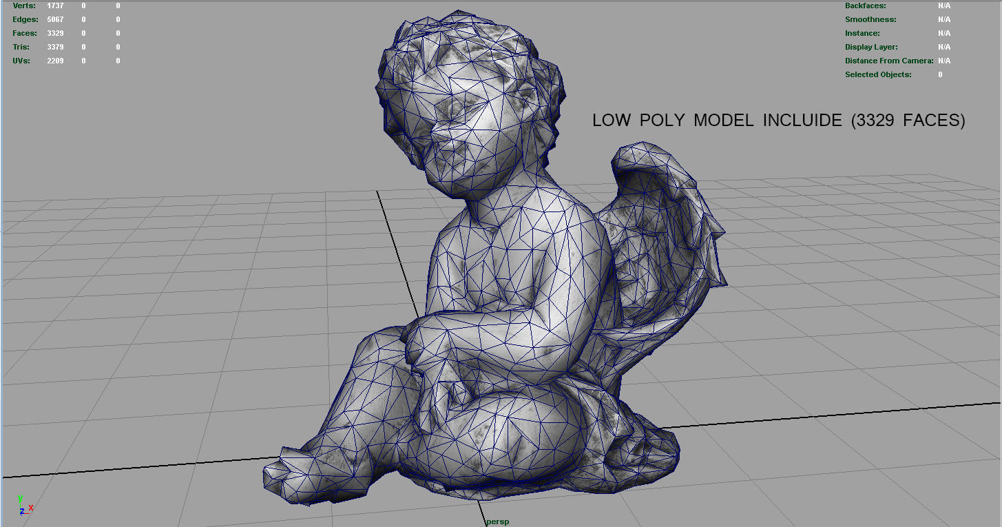 Angel statue of baby Low-poly 3D model_8