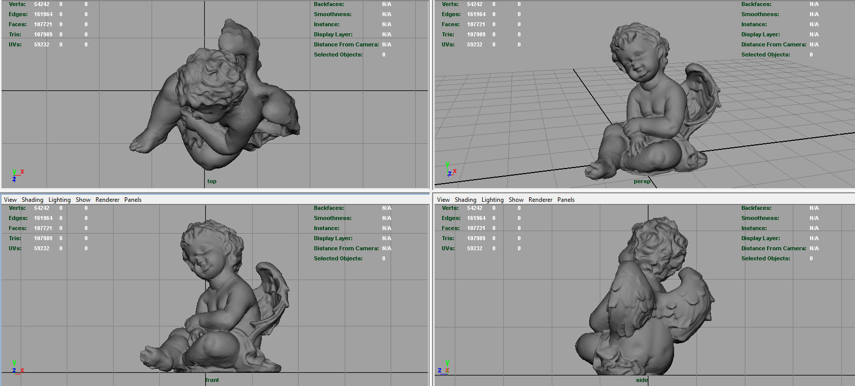 Angel statue of baby Low-poly 3D model_6