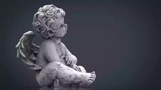 Angel statue of baby Low-poly 3D model