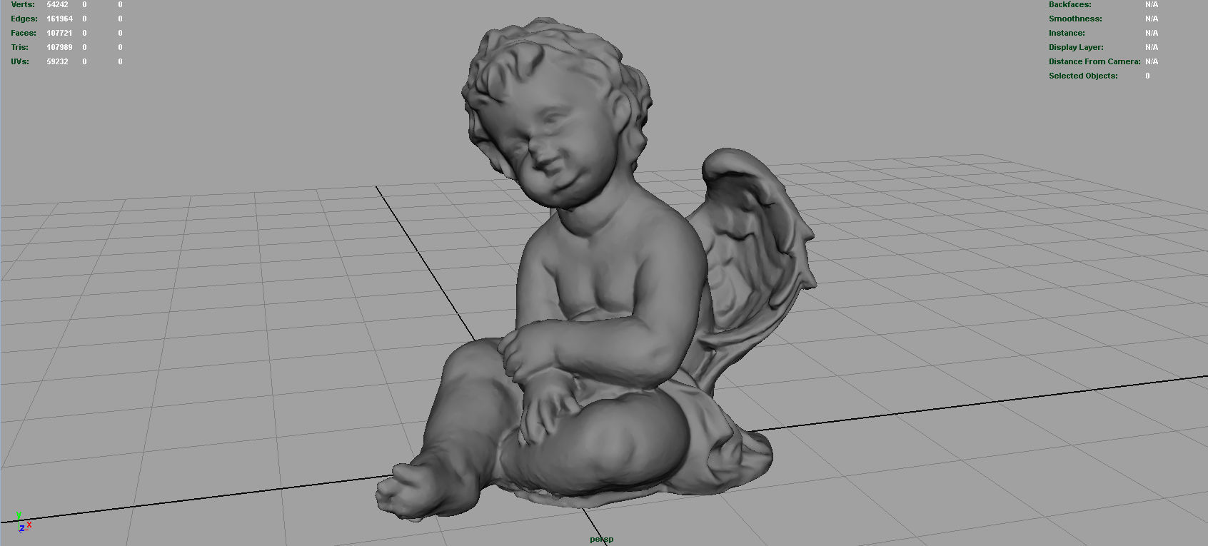 Angel statue of baby Low-poly 3D model_4