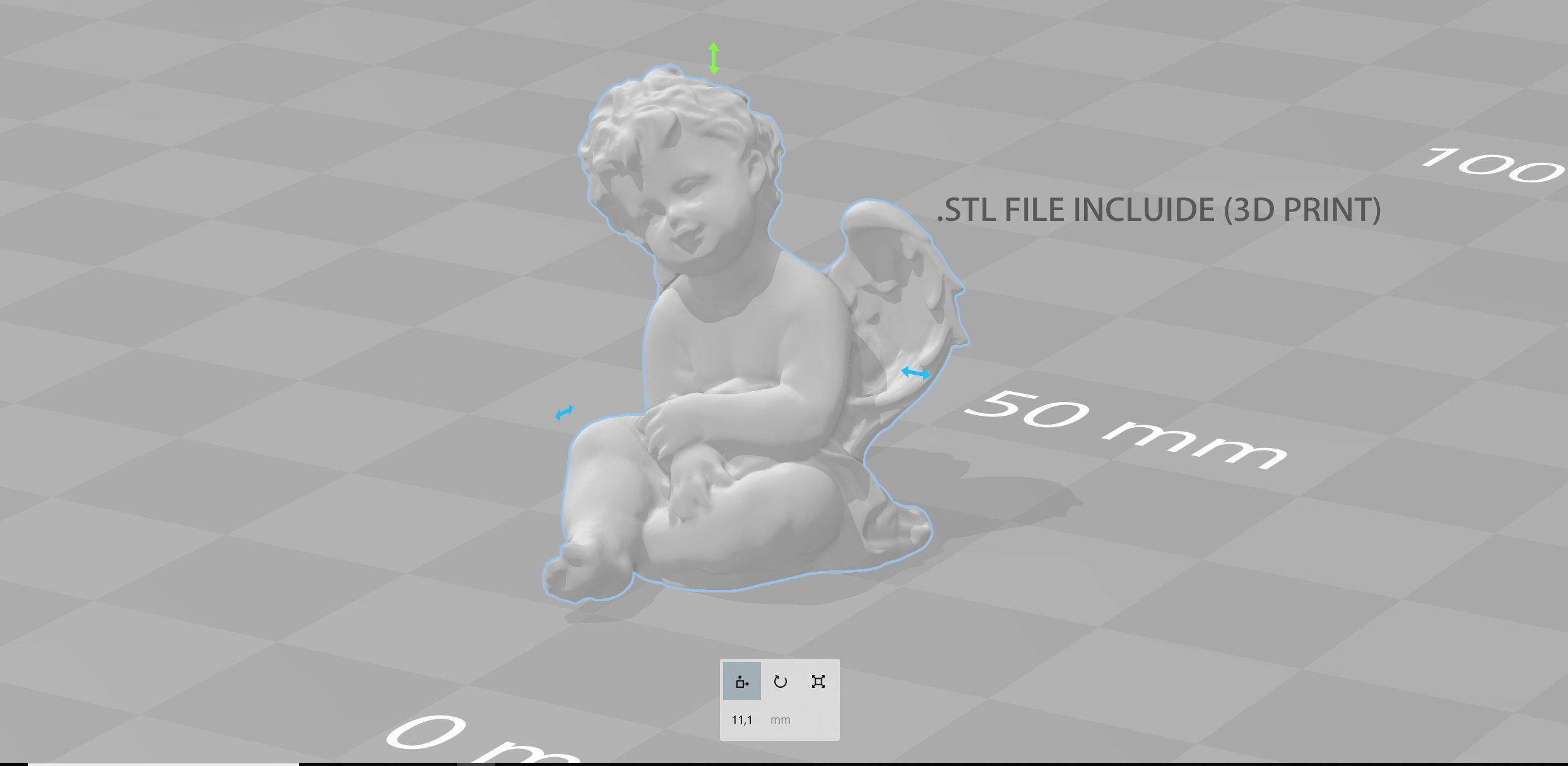 Angel statue of baby Low-poly 3D model_10