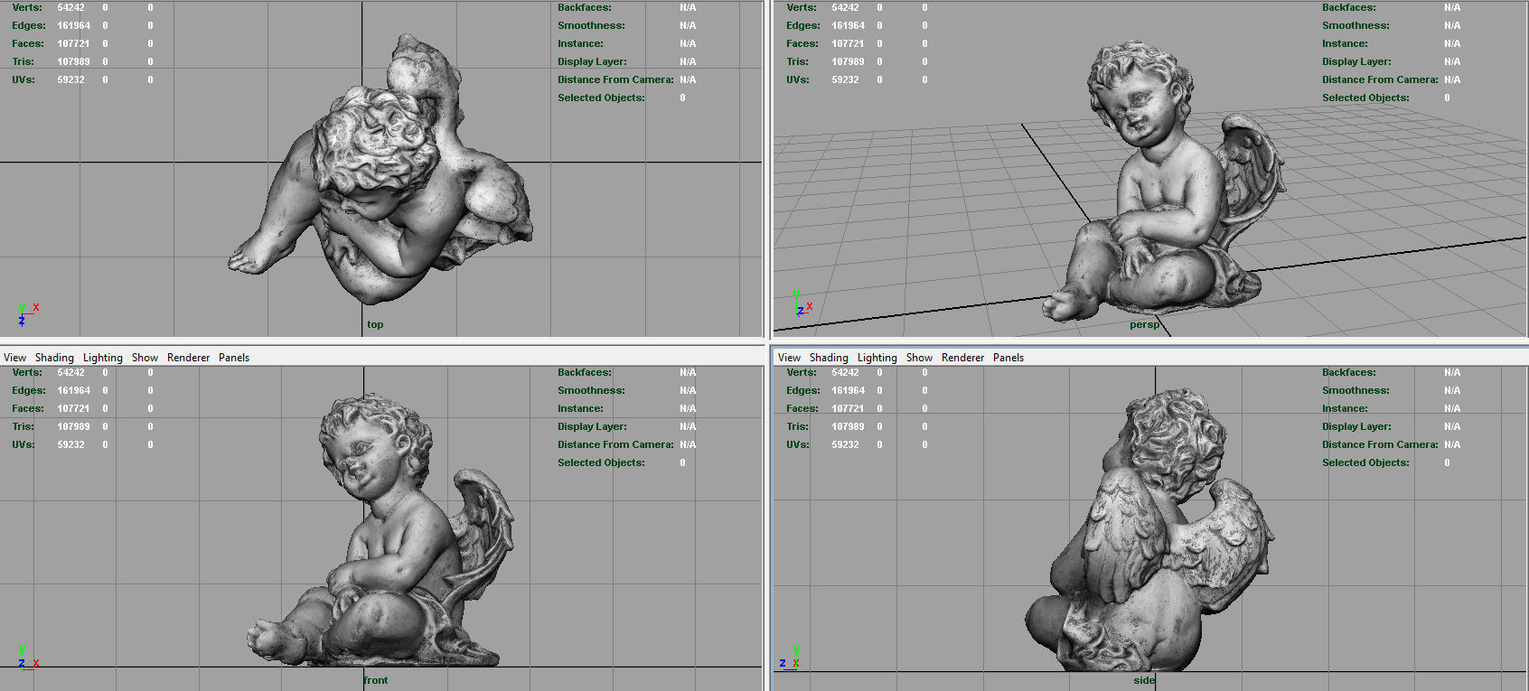 Angel statue of baby Low-poly 3D model_5