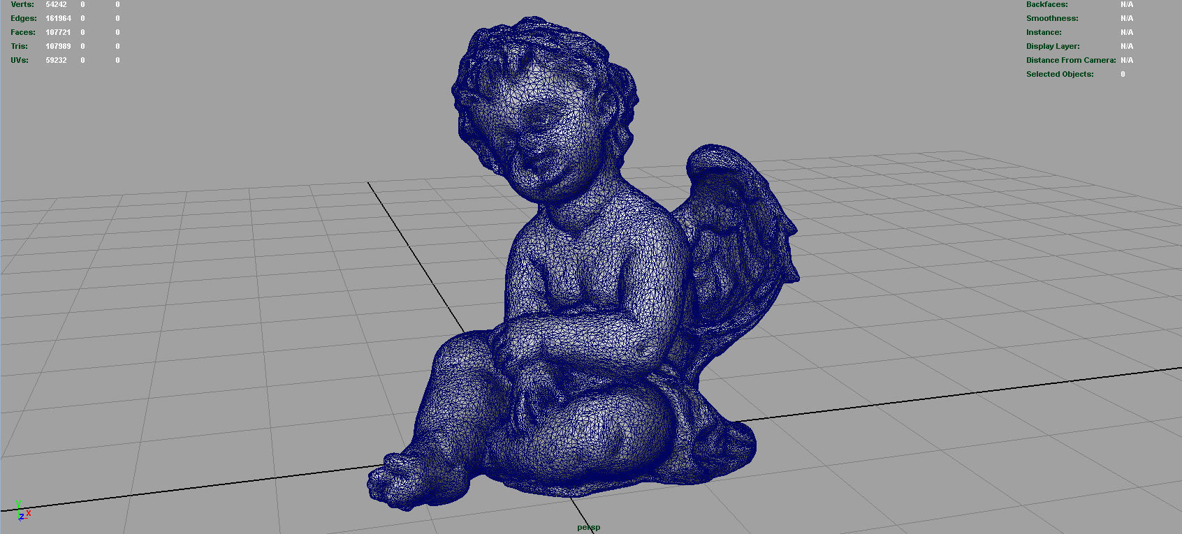 Angel statue of baby Low-poly 3D model_7