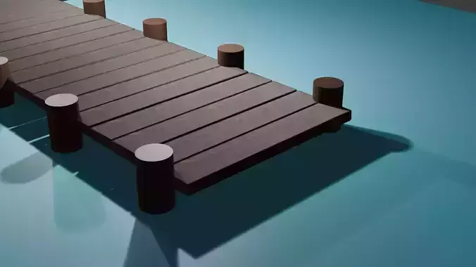 Low Poly Wooden Pier Low-poly 3D model