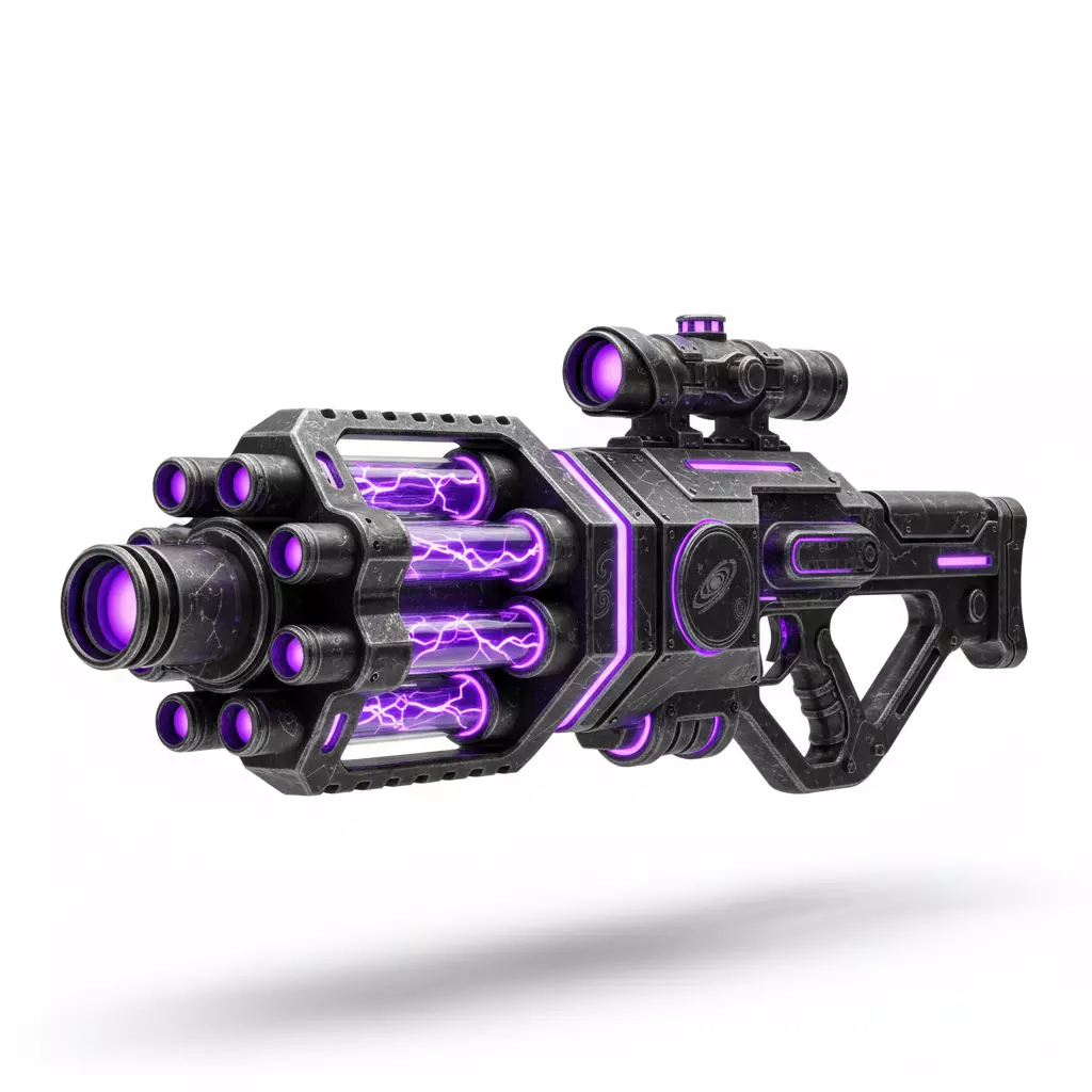 Sci-Fi Plasma Gatling Gun 3D Model Cosmic Energy Cannon Low-poly 3D model_0