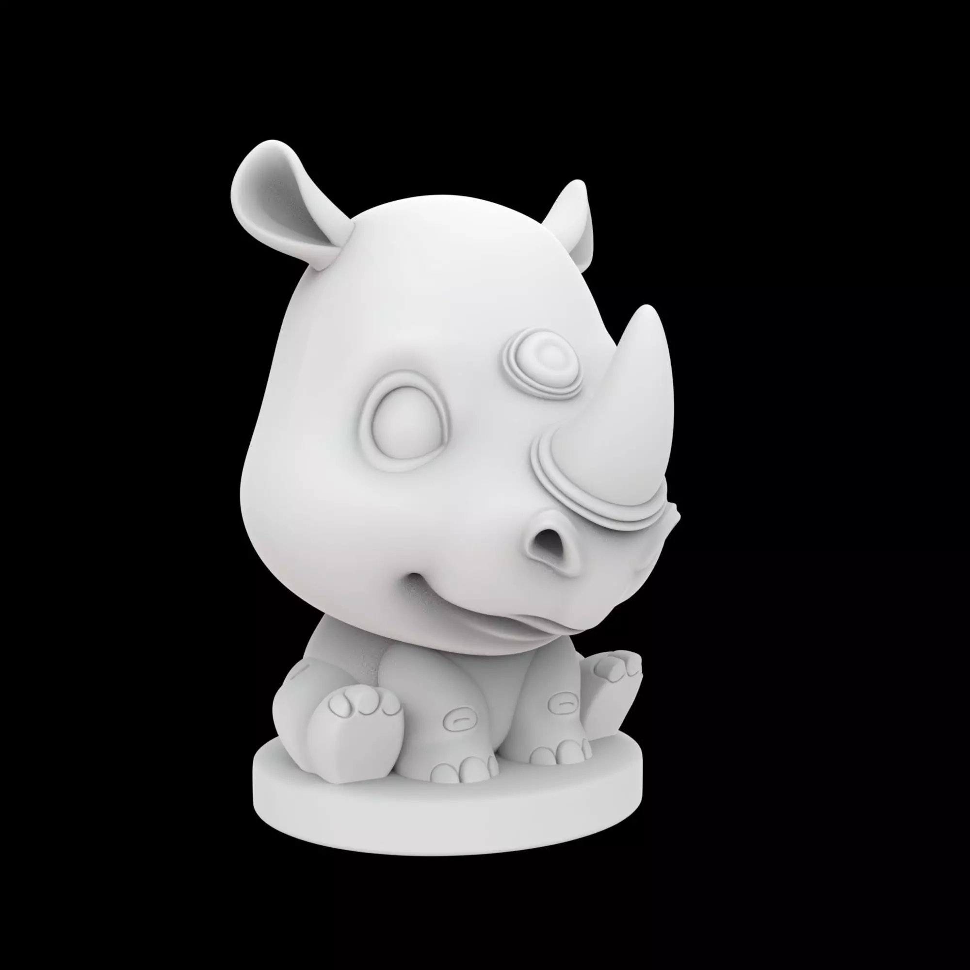 Cartoon Rhino Figurine 3D Printable Model 3D print model