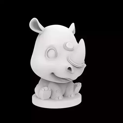Cartoon Rhino Figurine 3D Printable Model
