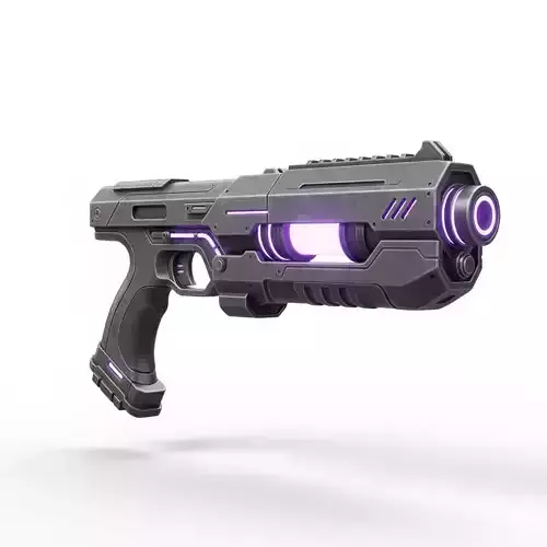 Cybernetic Plasma Pistol 3D Model High-Tech Sidearm