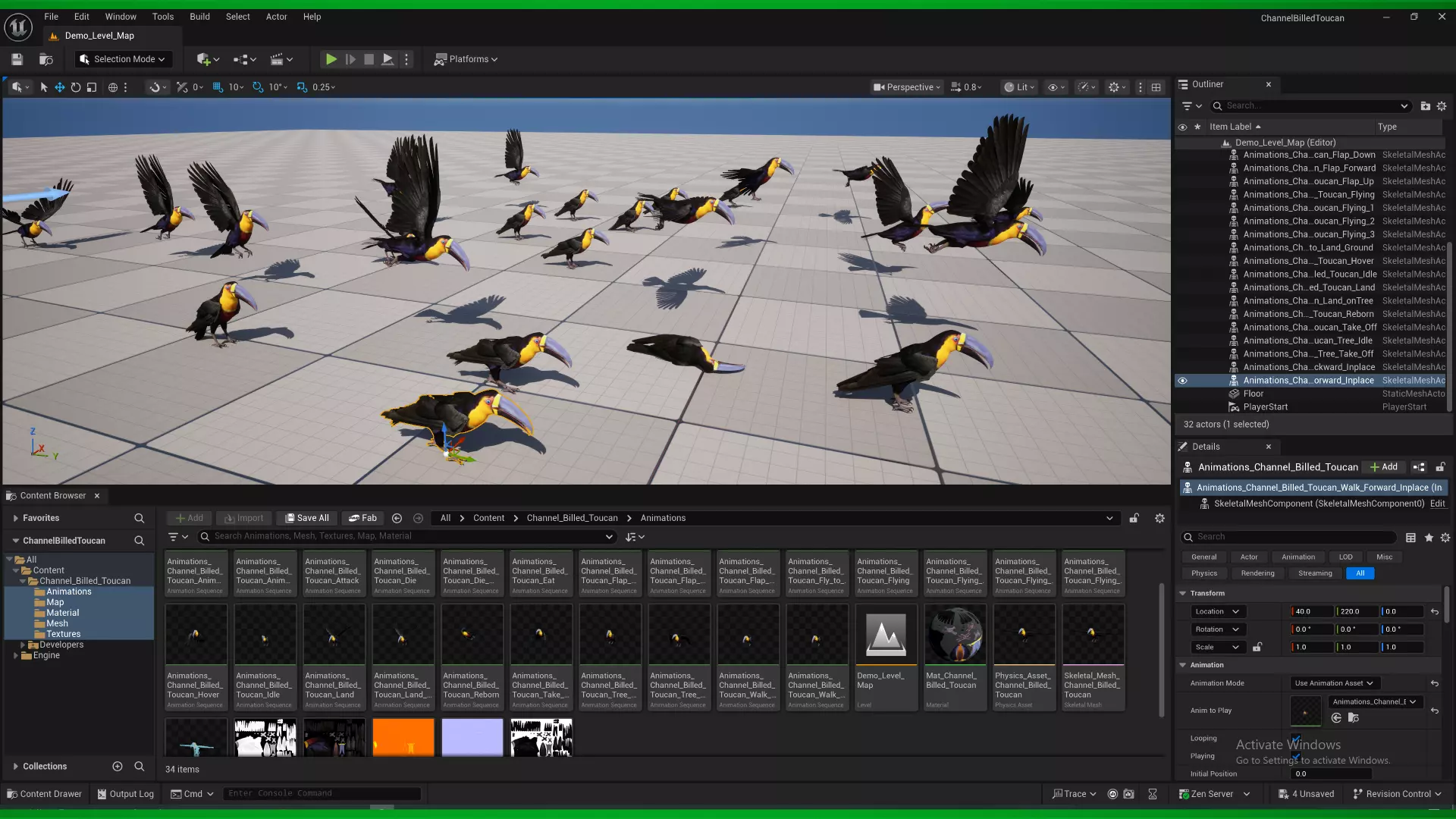 Channel Billed Toucan Bird Low-poly 3D model_3