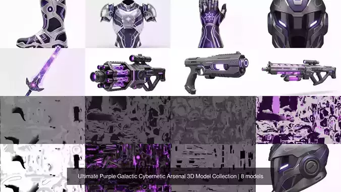 Ultimate Purple Galactic Cybernetic Arsenal 3D Model Collection