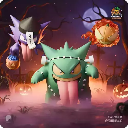 Pokemon - Gastly Haunter and Gengar Halloween Pack Vol 1 3D print model