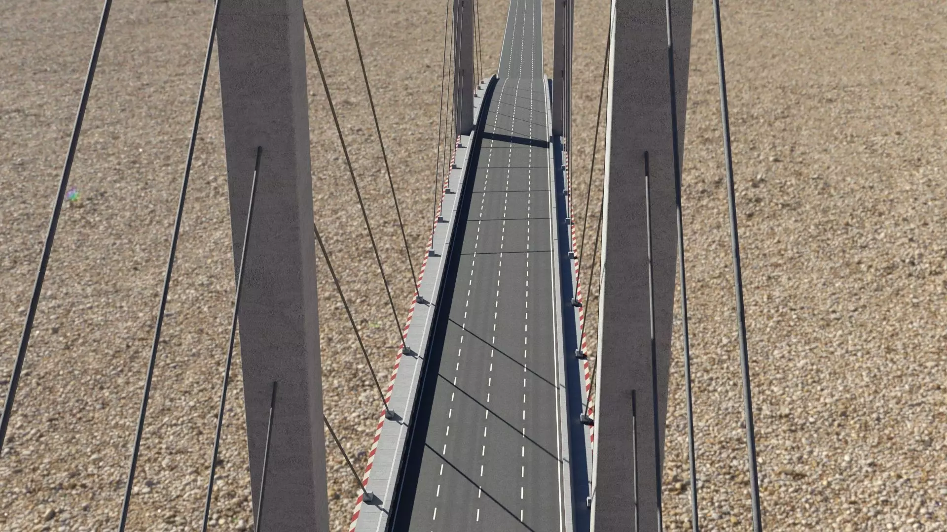 Cable Bridge Low-poly 3D model_8