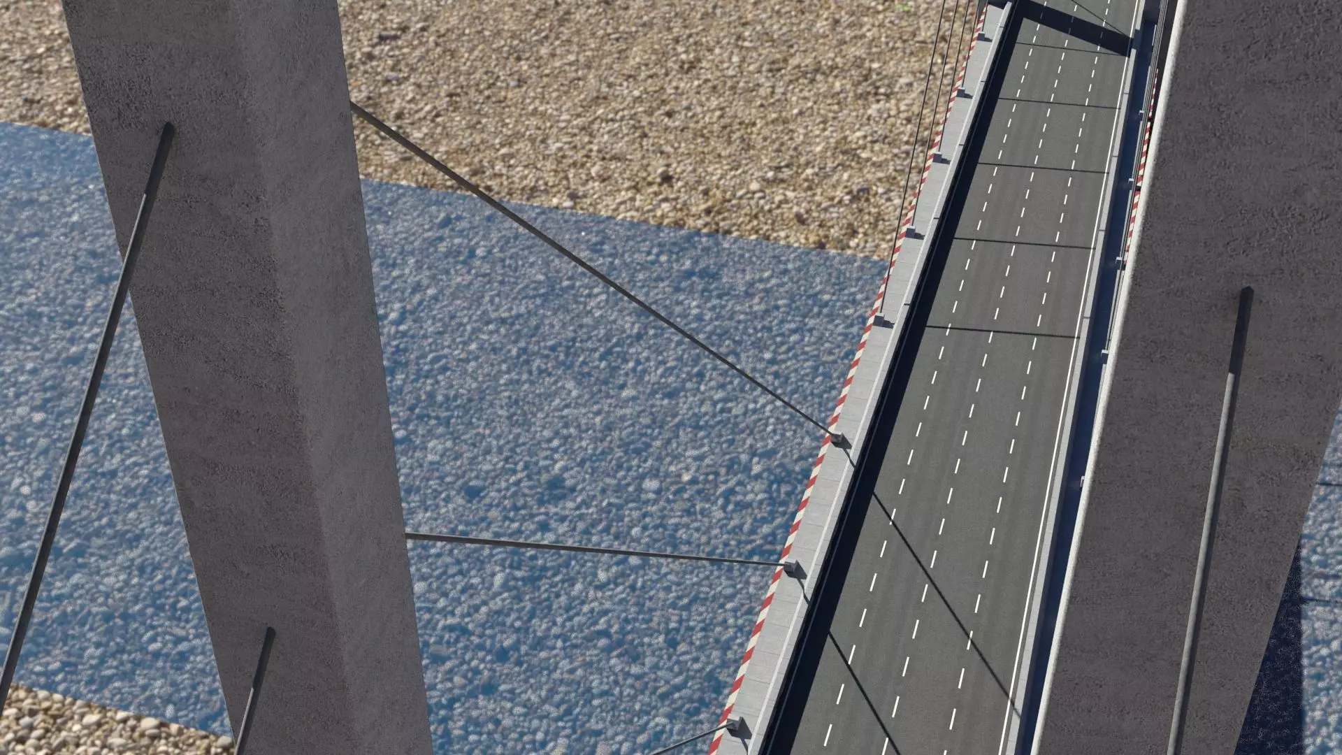 Cable Bridge Low-poly 3D model_4